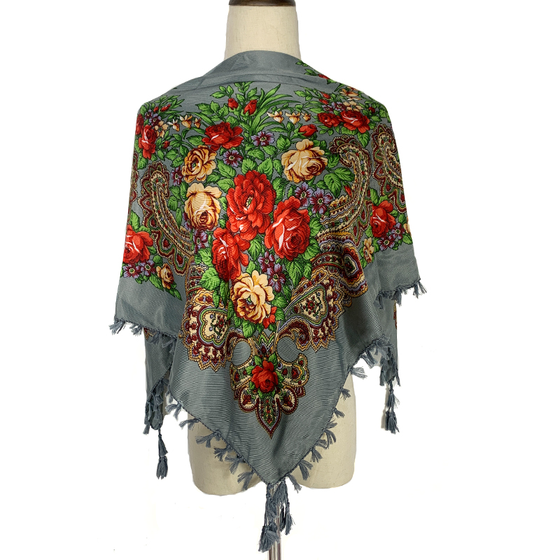 Bandana Cotton - 90*90cm WomenRussian Floral Square Scarf Traditional