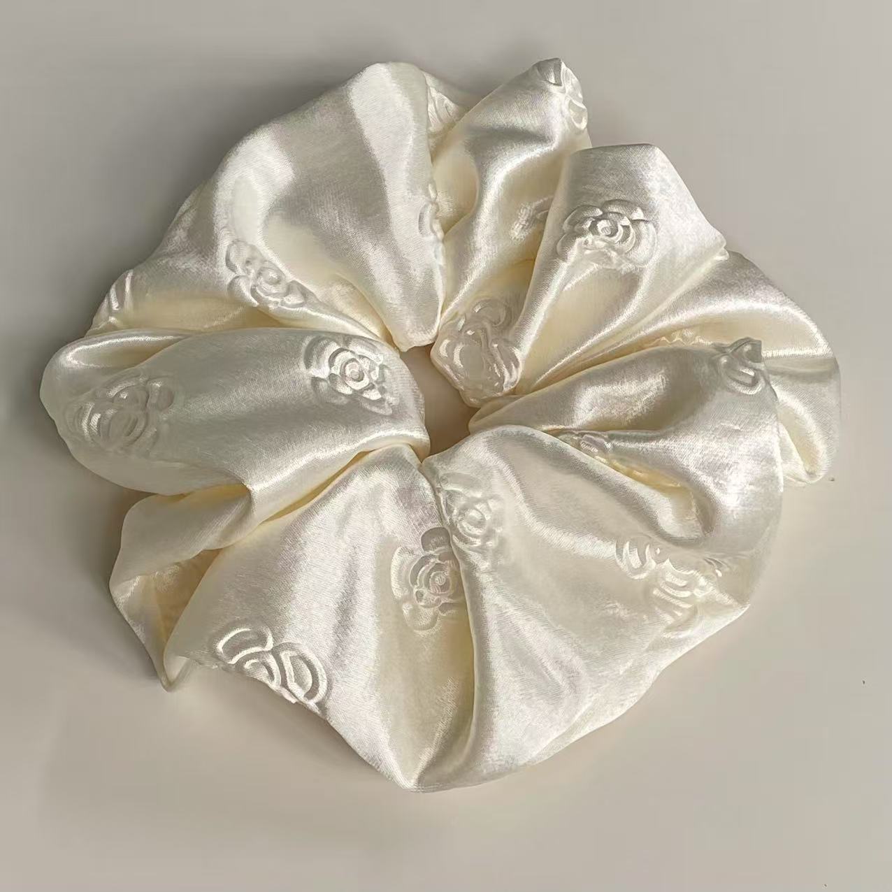 Head Wrap Turban - French High-End Camellia Cream White Satin