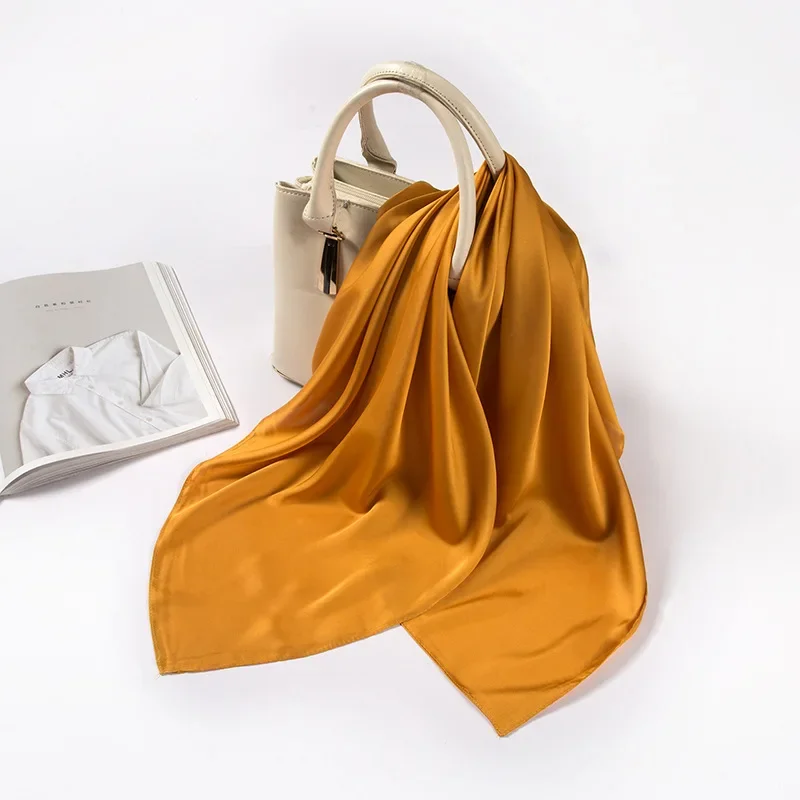Satin Scarf Women 70cm Solid C - Silk Neck Scarf review and price