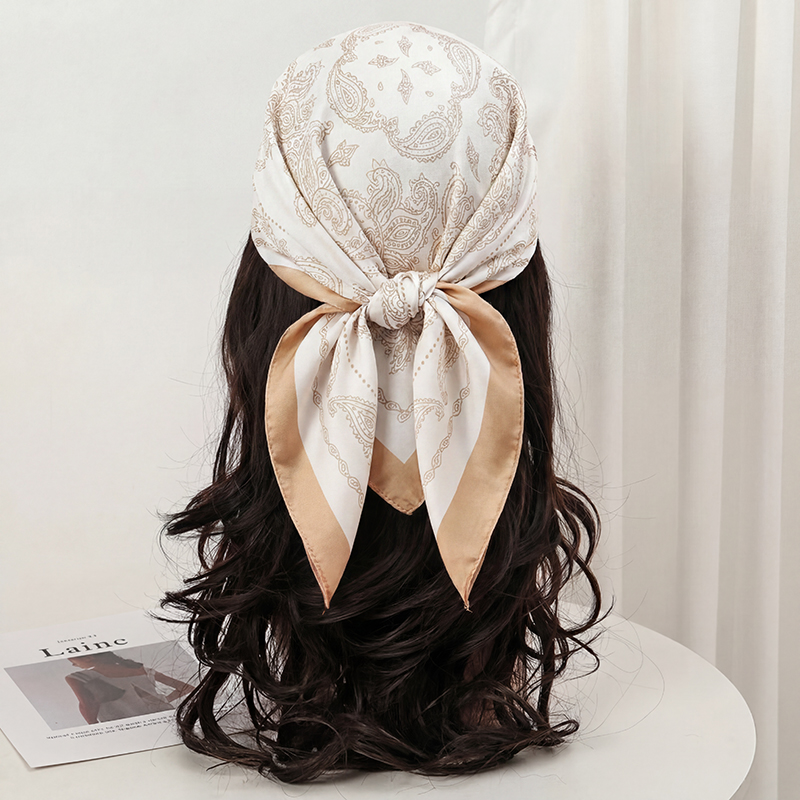 Vintage Beige Paisley Print Sq - Head Wrap Turban review and price